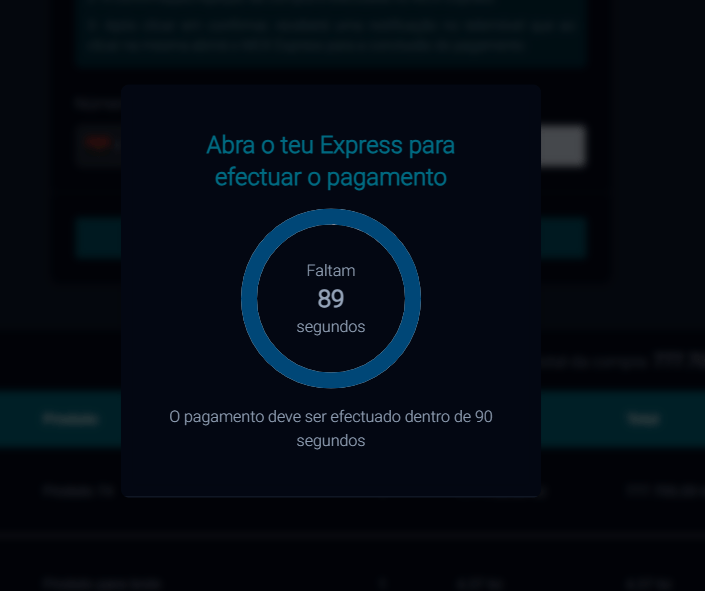 contagem para o pagamento